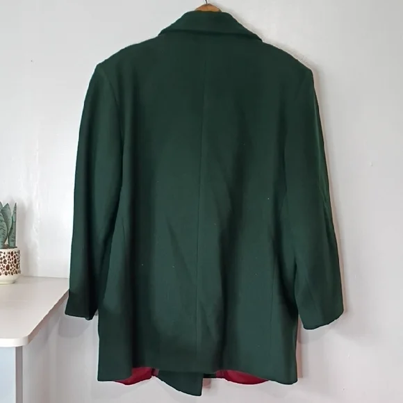 Dillard’s Green Double-Breasted Merino Wool Coat Women’s XL Angel Pin Vintage - Picture 9 of 11